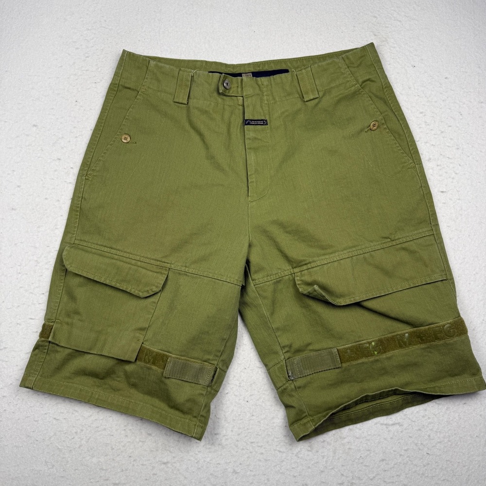Marithe Francois Girbaud Shorts Mens 38 Green Cargo Denim Relaxed 11 Inseam